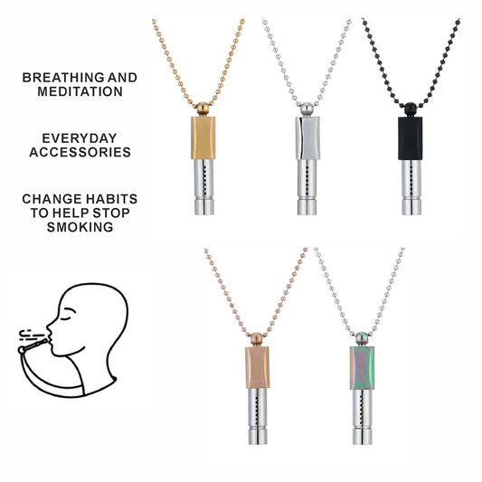 Aromatherapy Meditation Whistle Necklace – Breathing Resistance Pendant for Calm, Focus & Stress Relief