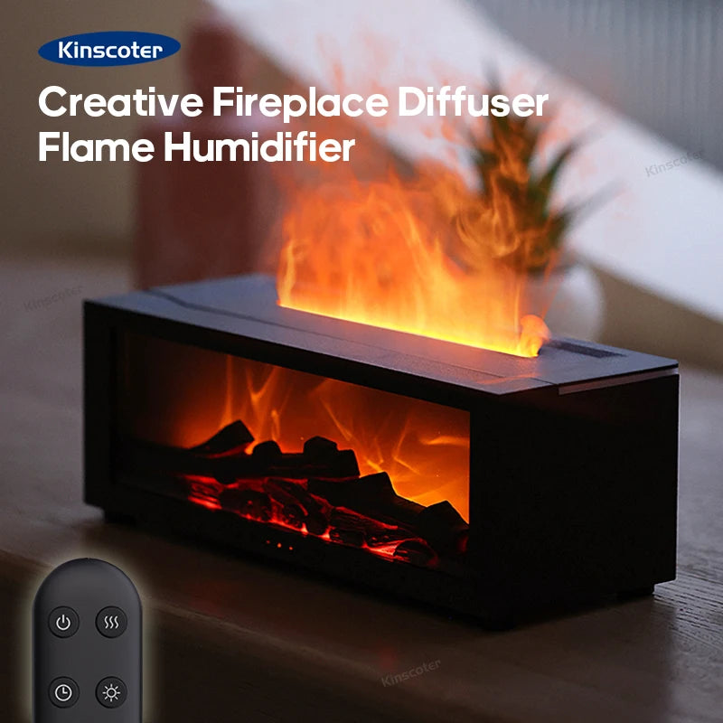 Colorful Flame Fireplace Aroma Diffuser β 150ml Waterless Auto-Off Air Humidifier