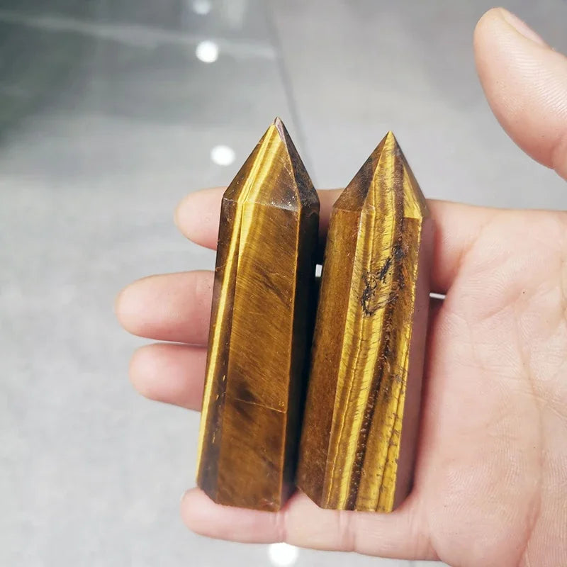 Natural Tiger Eye Crystal Obelisk – Polished Energy Wand for Healing & Chakra Balance