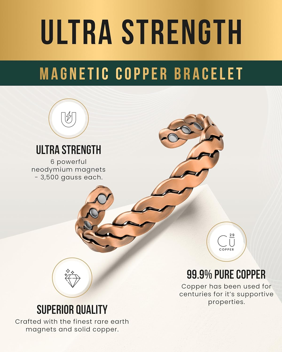 Twisted Magnetic Copper Cuff – Balance, Energy & Style