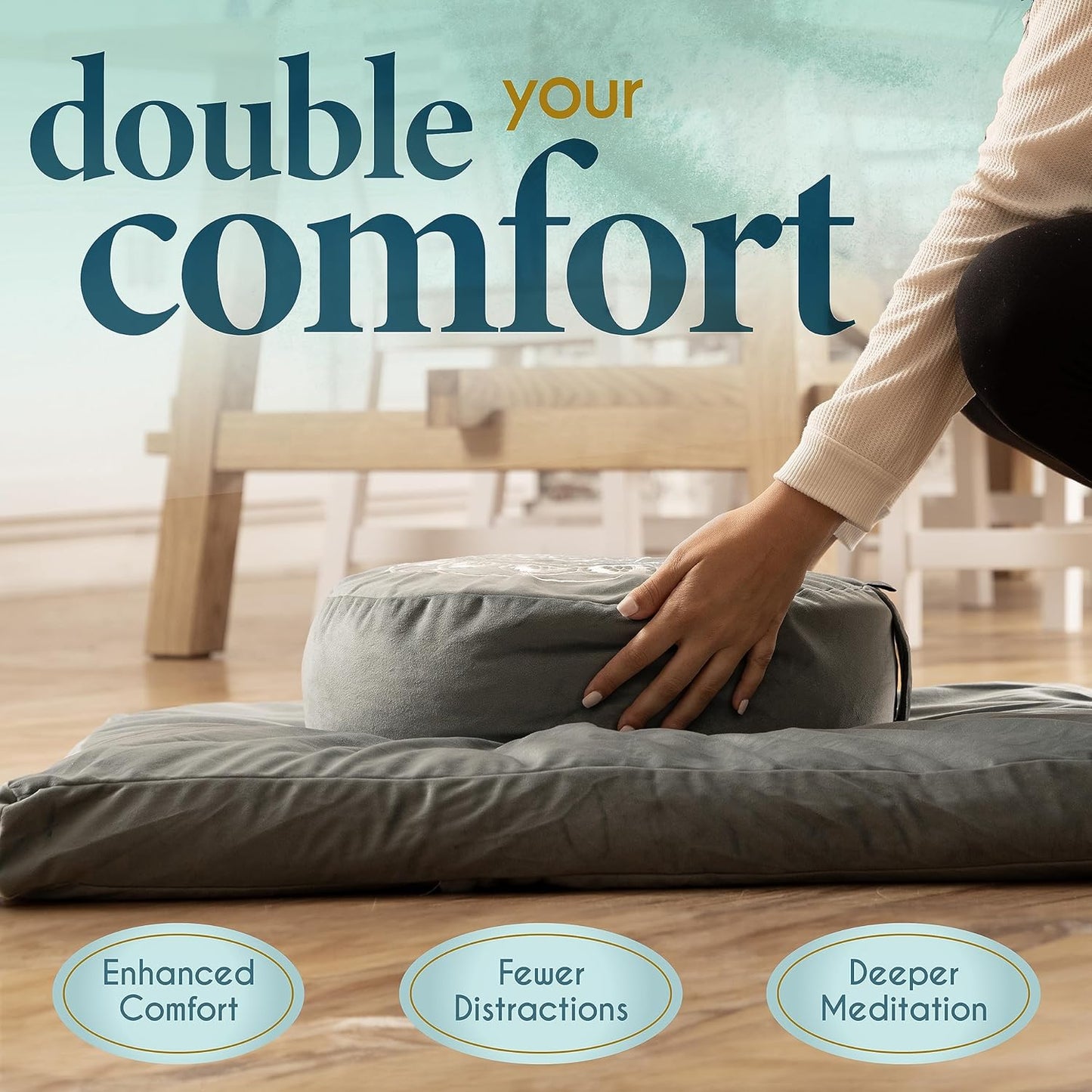 Tibetan Meditation Cushion — Velvet Zafu with Buckwheat Fill