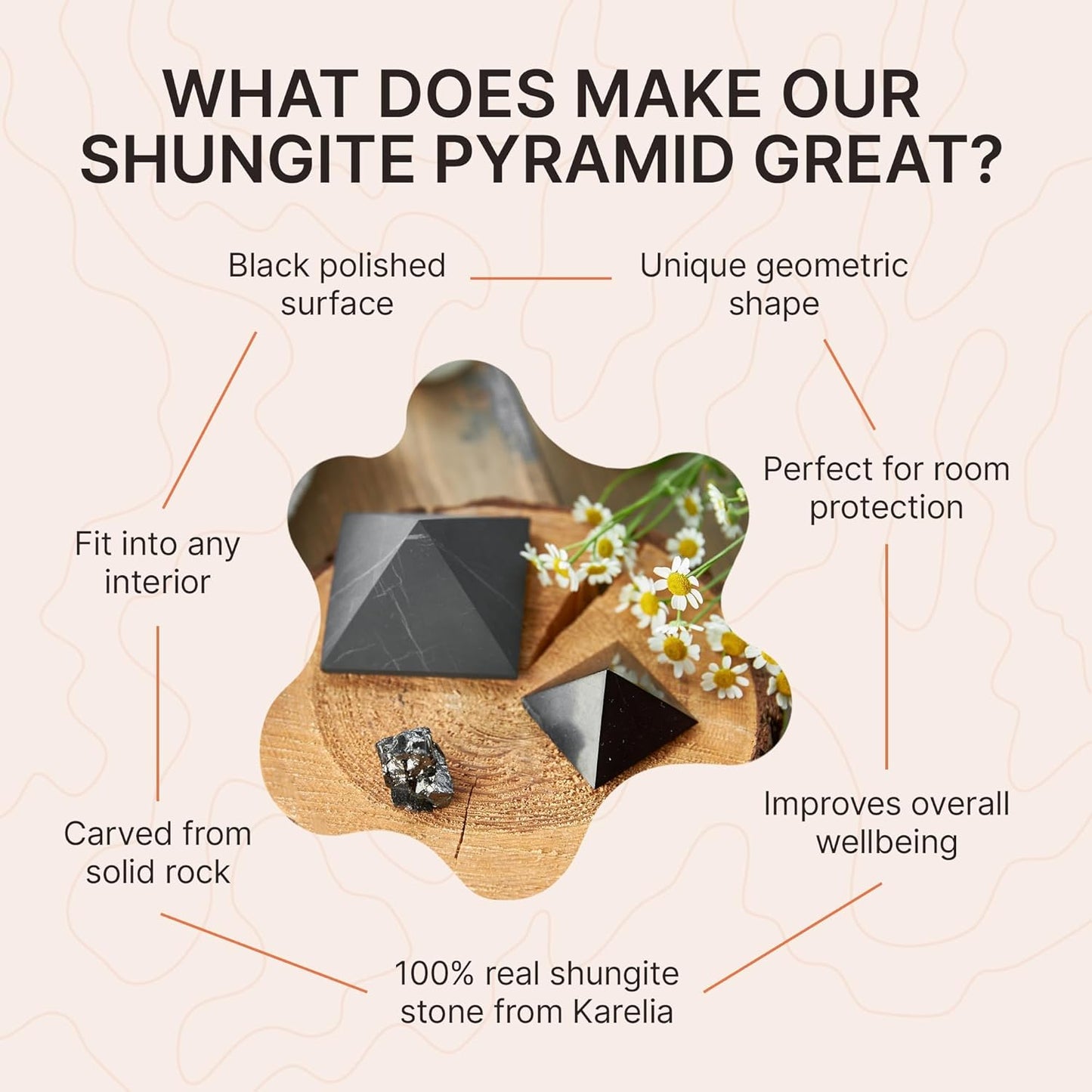 Shungite Protection Pyramid – 2" (5 cm)