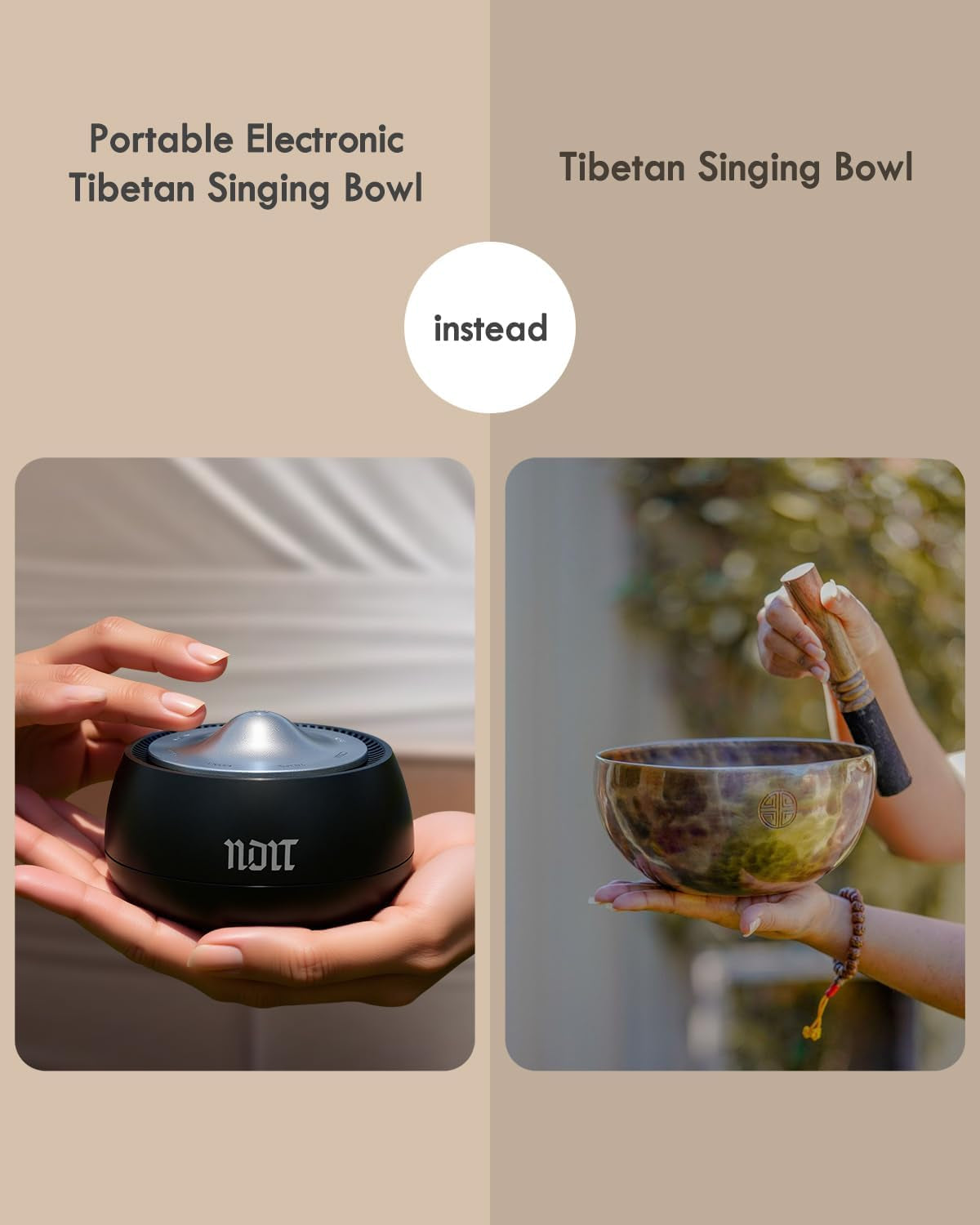 Portable Electronic Tibetan Singing Bowl — 8 Healing Frequencies (396–963Hz)