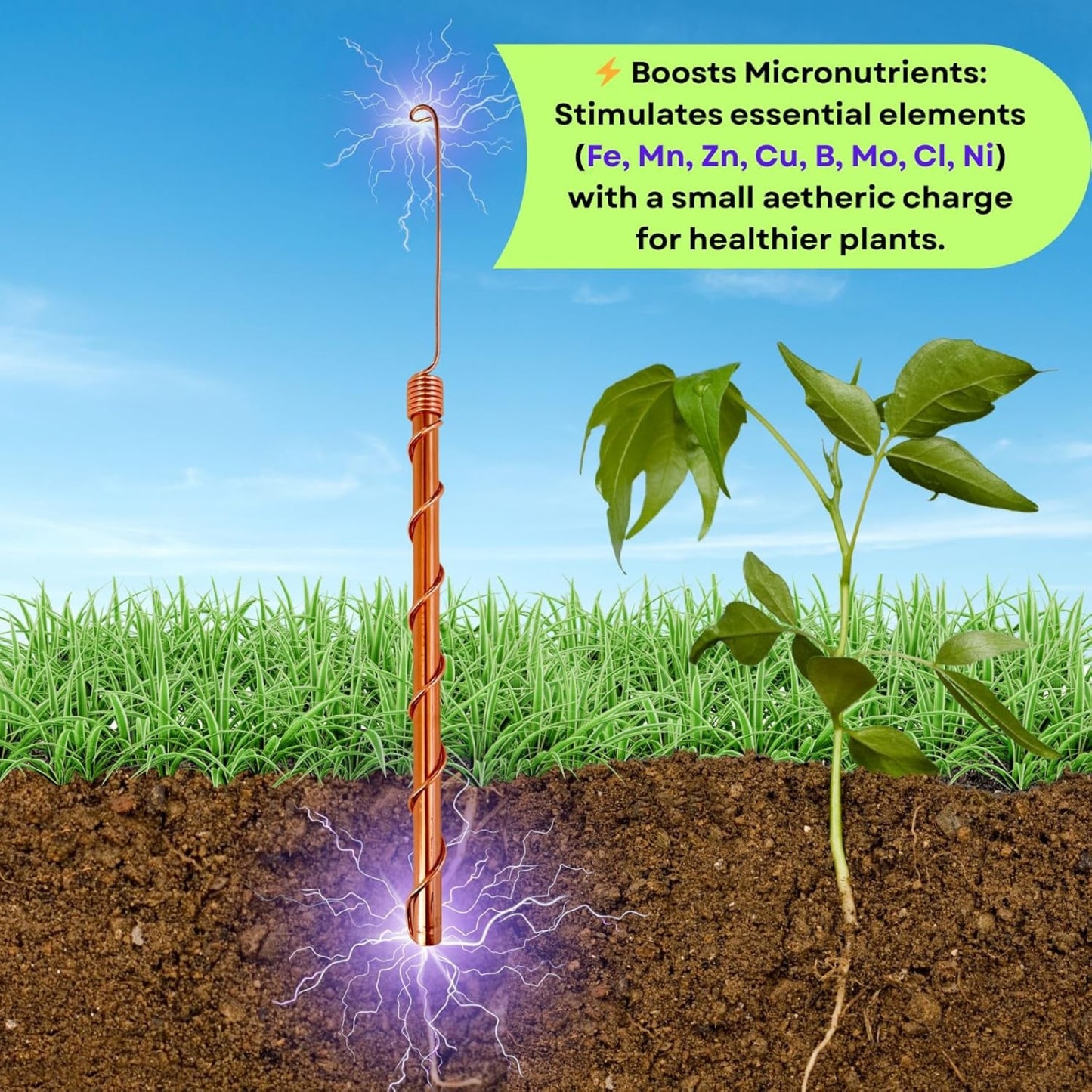 Pure Copper Garden Antennas – Classic Electroculture Rods for Soil & Root Health (4 Pack)