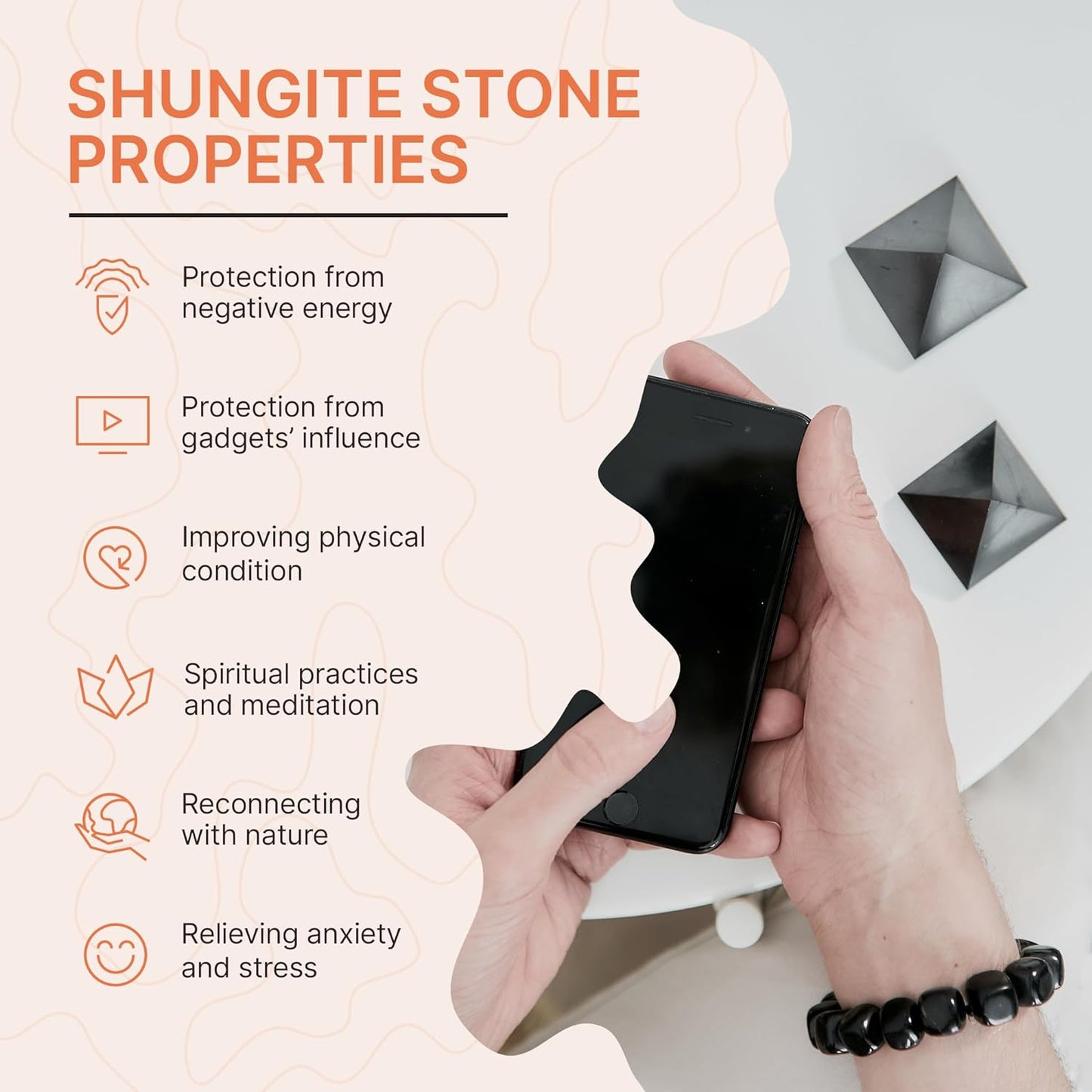 Shungite Protection Pyramid – 2" (5 cm)