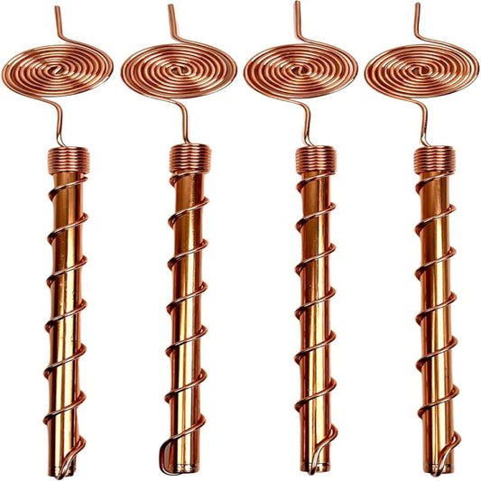 Pure Copper 369 Spiral Energy Antennas – Tesla-Inspired Electroculture Set (4 Pcs)
