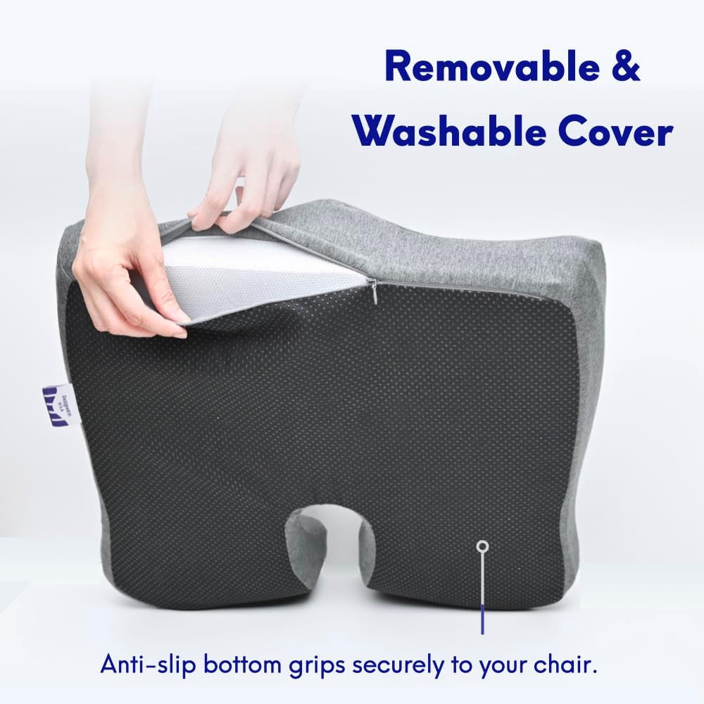 Ergonomic Pressure Relief Seat Cushion — Extra-Dense Memory Foam