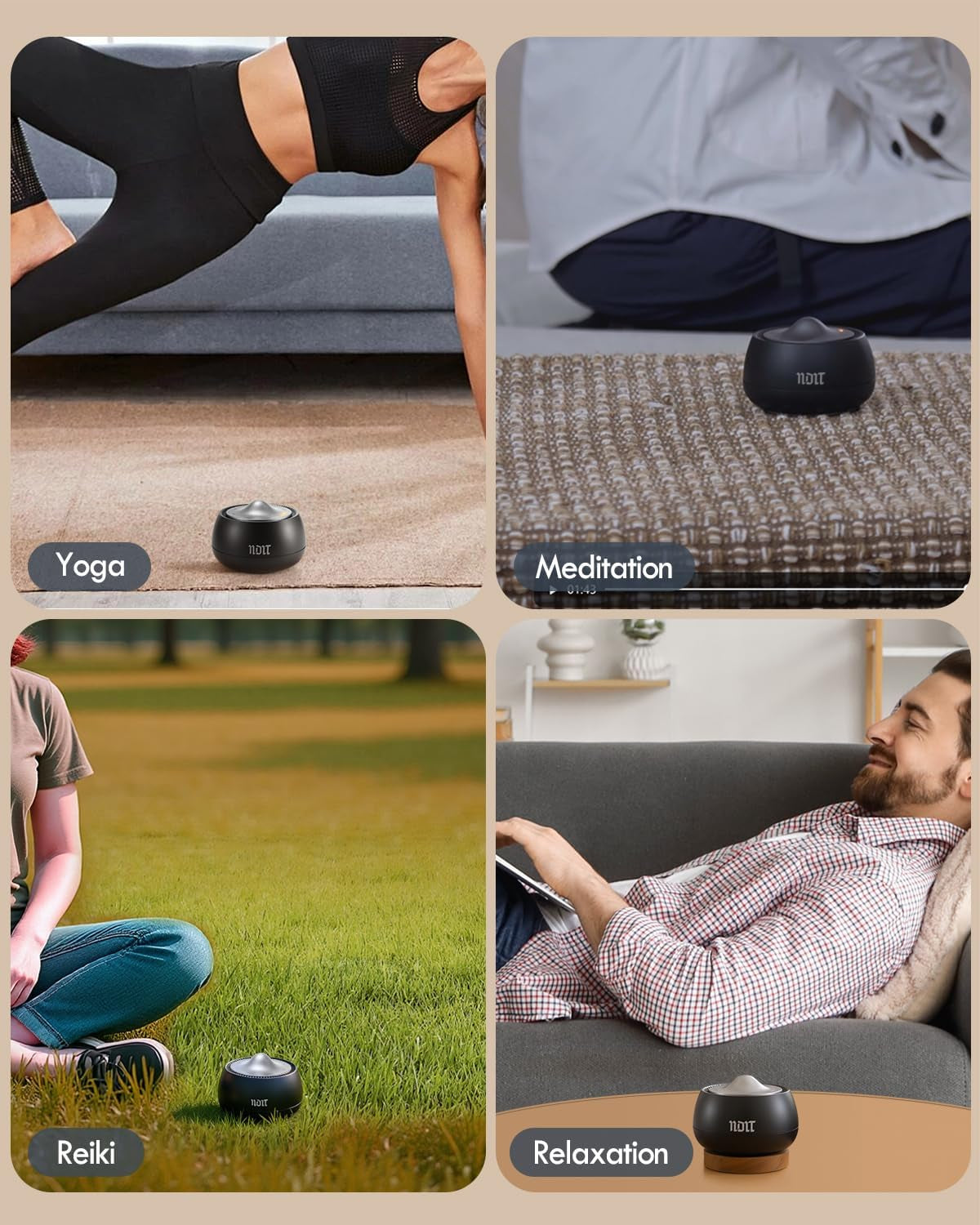 Portable Electronic Tibetan Singing Bowl — 8 Healing Frequencies (396–963Hz)