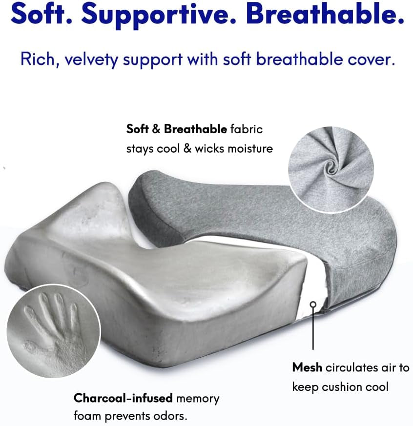 Ergonomic Pressure Relief Seat Cushion — Extra-Dense Memory Foam