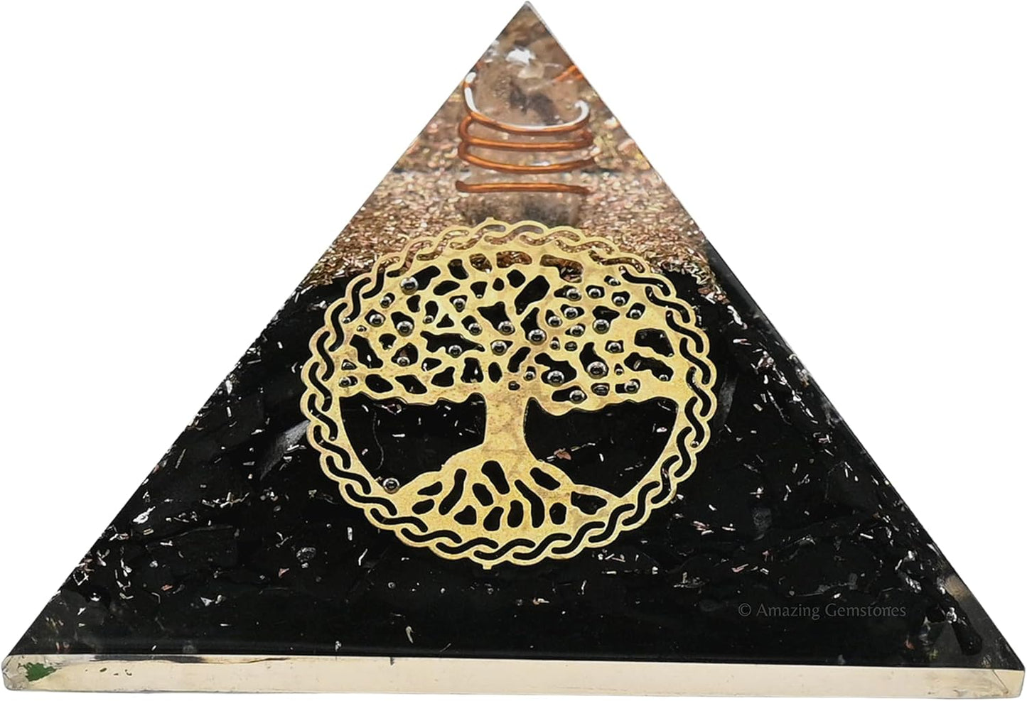 Black Tourmaline Orgone Pyramid – Lotus Flower of Life Energy Generator for Protection & Healing