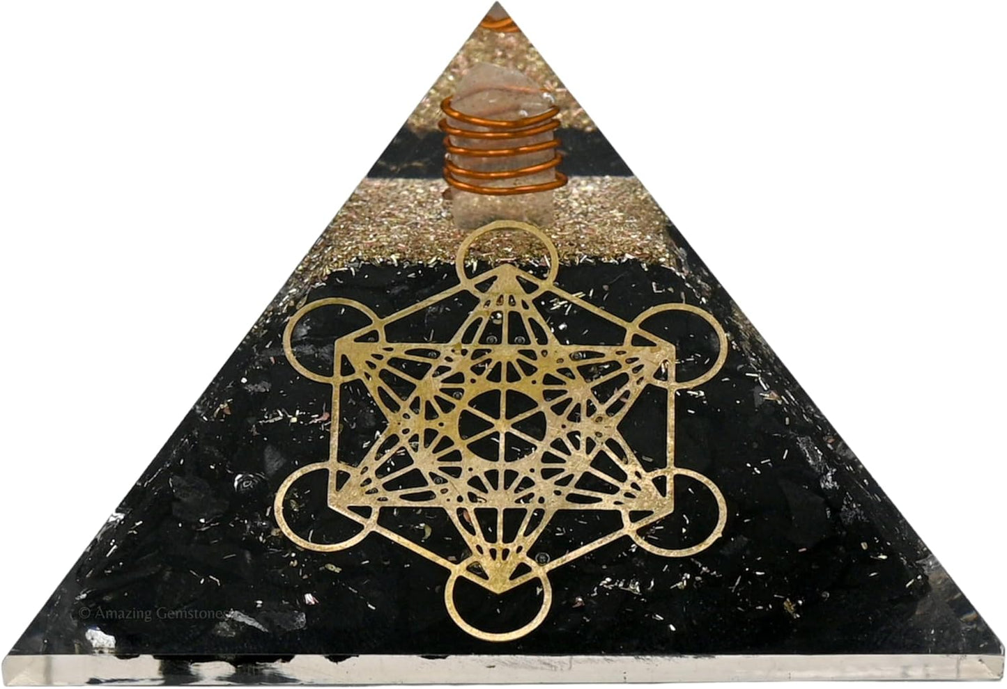 Black Tourmaline Orgone Pyramid – Lotus Flower of Life Energy Generator for Protection & Healing