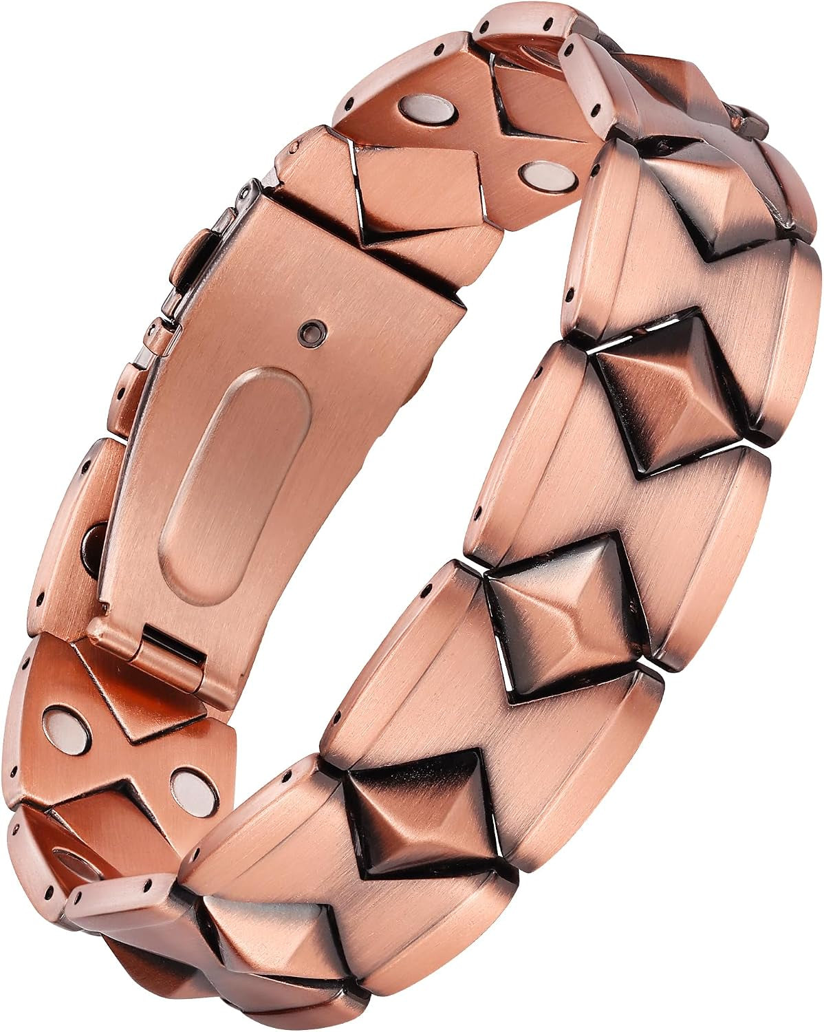 Copper Link Bracelet — Geometric Current | Dual Texture