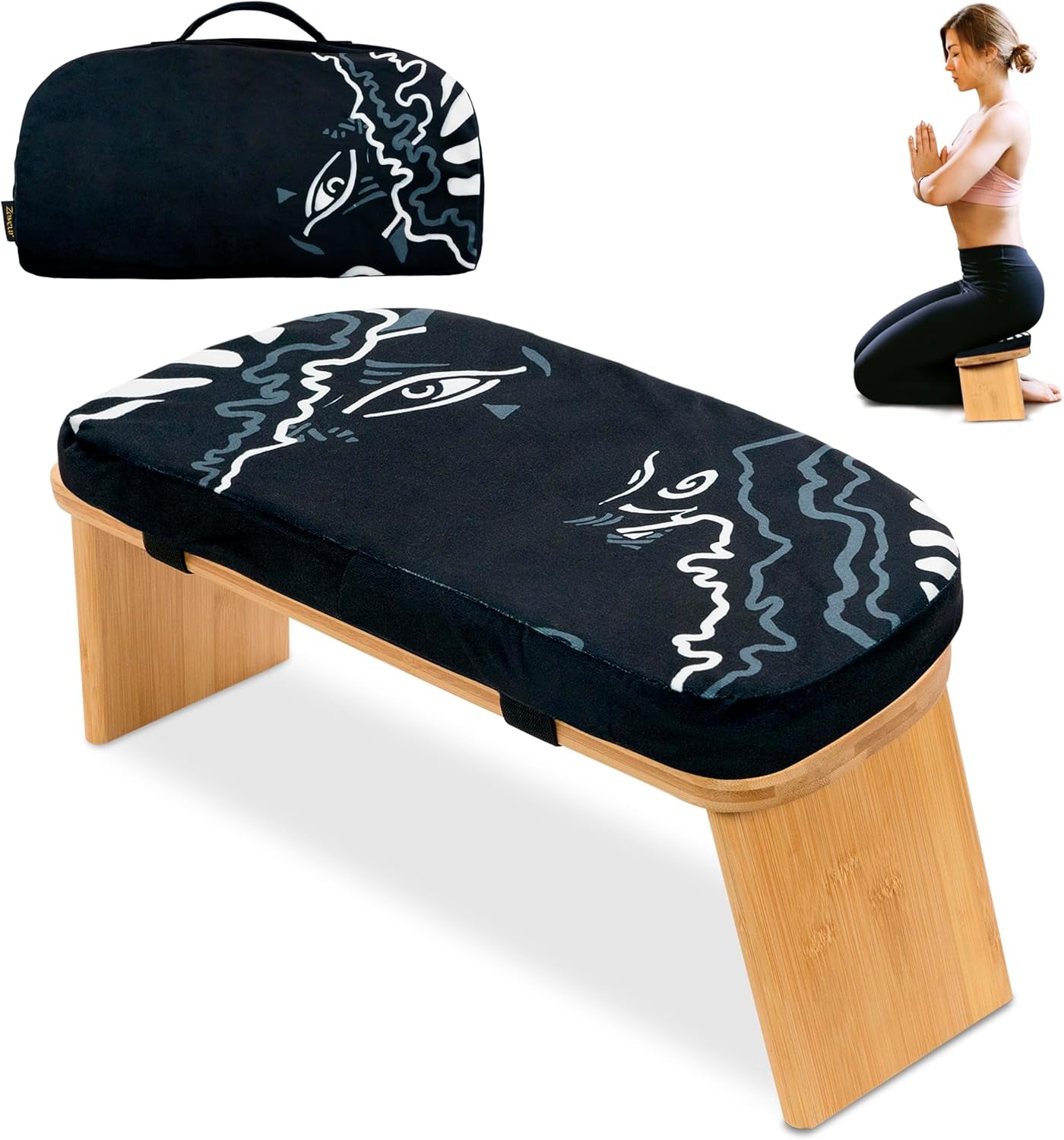 Bamboo Meditation Bench with Cushion — Foldable & Ergonomic