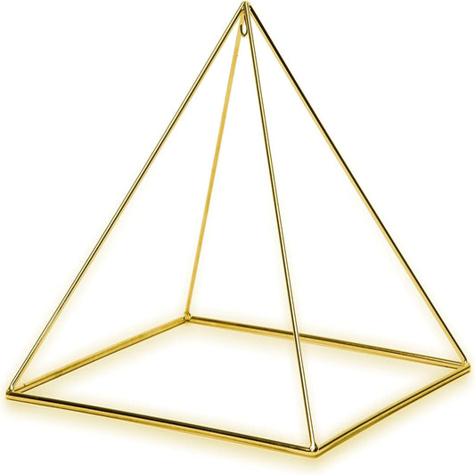 24K Gold-Plated Copper Meditation Pyramid – 9" 51° Sacred Geometry