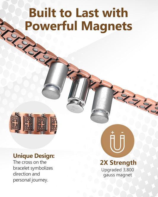 Magnetic Copper Cross Bracelet β 46 Magnets for Wellness
