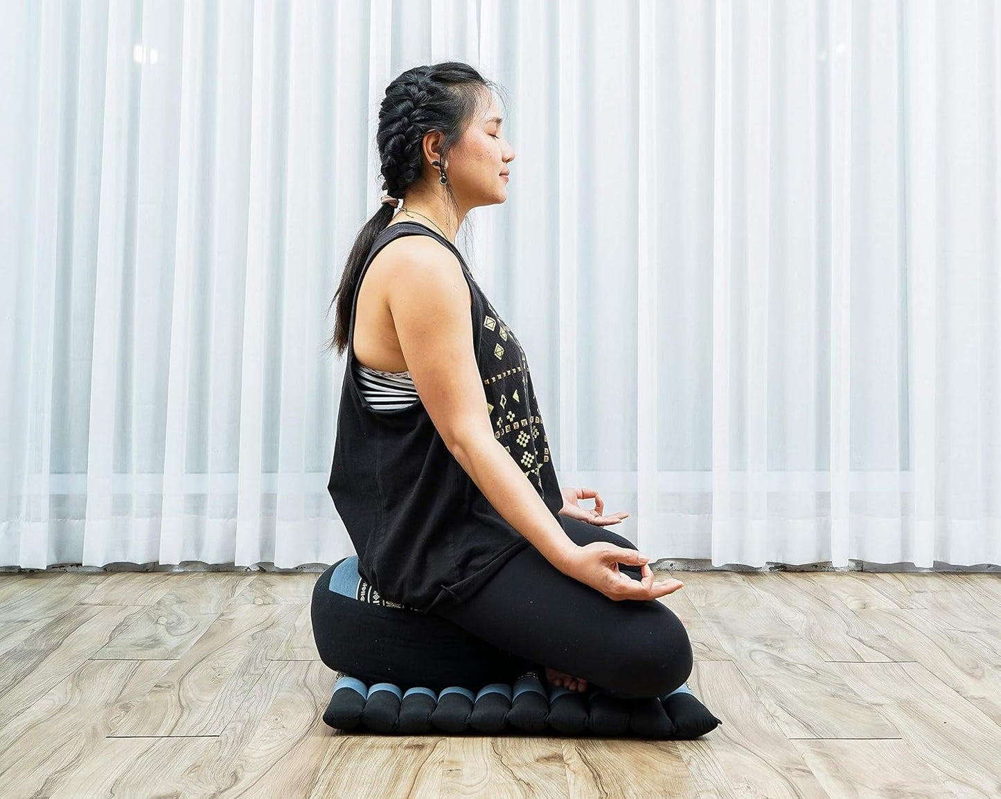 Compact Meditation Cushion Set — Small Zafu & Roll-Up Zabuton with Kapok Fill