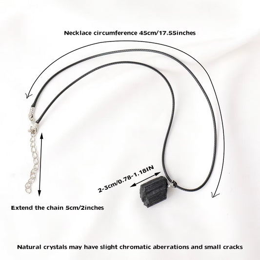 Raw Black Tourmaline Crystal Necklace – Unpolished Energy Shield Pendant