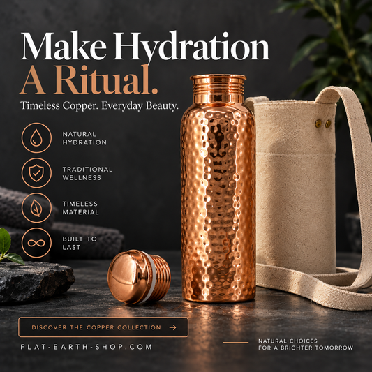 Pure Copper Water Bottle β 34oz with Canvas Carry Bag