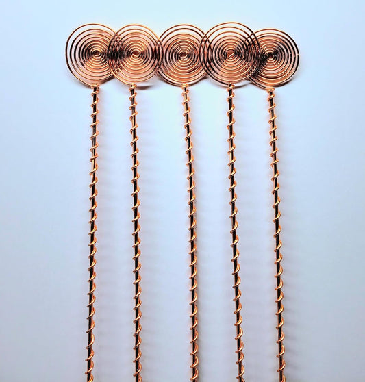 Sun Spiral Copper Electroculture Stakes – 18" Solid Copper Energy Antennas (5 Pack)