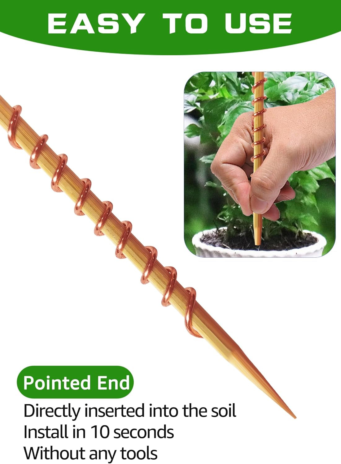 6-Pack Electroculture Copper Gardening Antennas – 15"