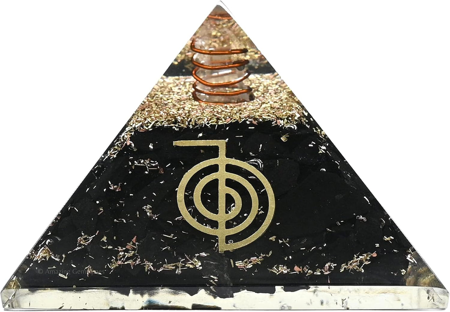 Black Tourmaline Orgone Pyramid – Lotus Flower of Life Energy Generator for Protection & Healing