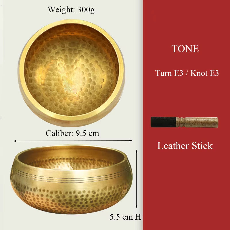 Nepal Handmade Tibet Buddha Sound Bowl with Leather Stick Yoga Meditation Chanting Brass Chime Handicraft Tibetan Singing Bowl