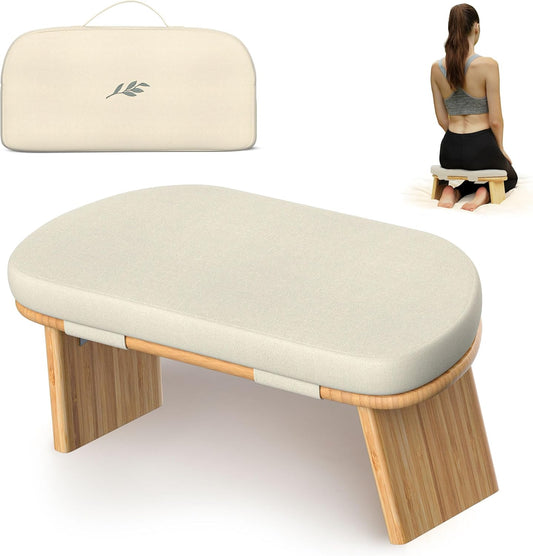Portable Bamboo Meditation Bench — Ergonomic Seiza Chair with Cushion