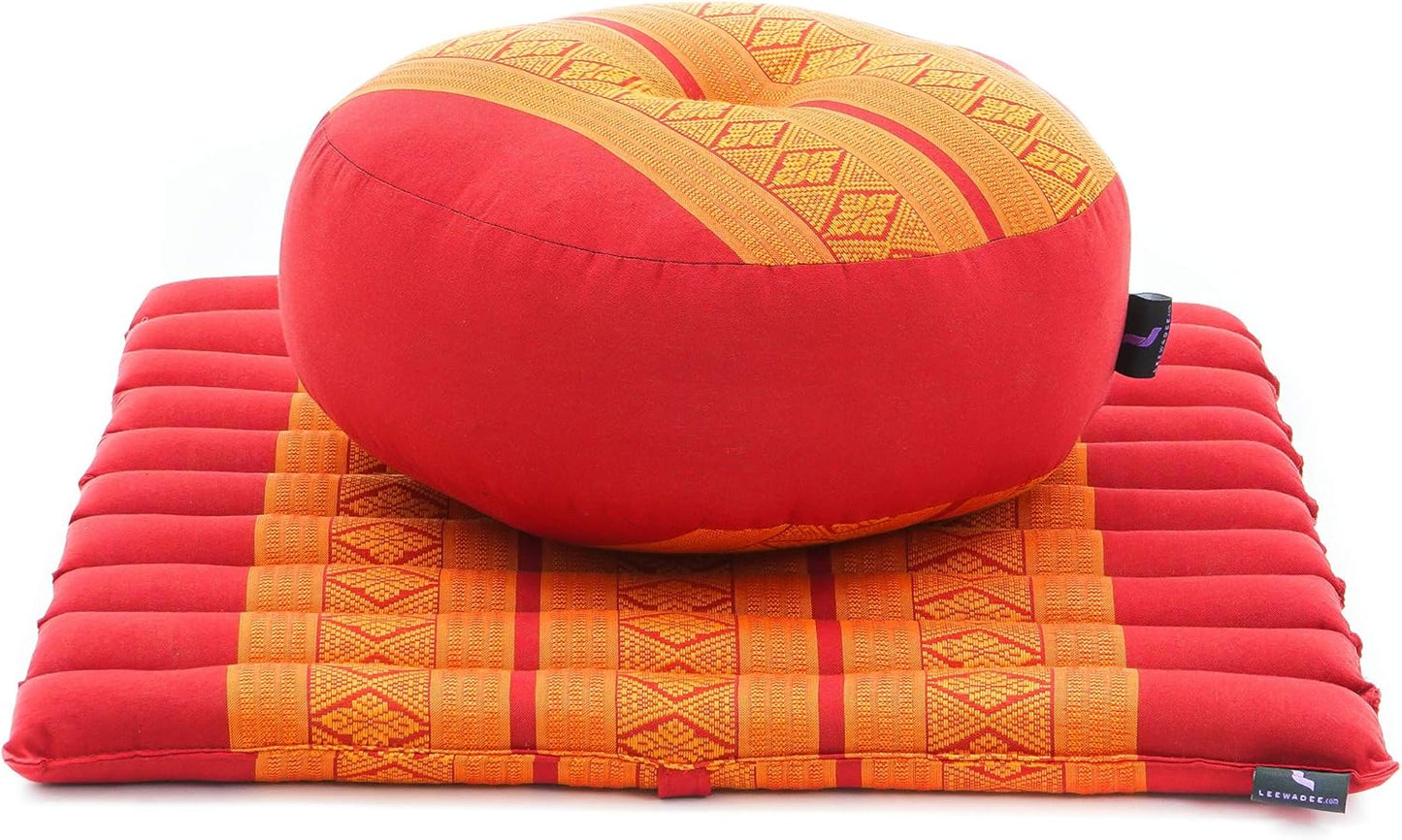 Compact Meditation Cushion Set — Small Zafu & Roll-Up Zabuton with Kapok Fill
