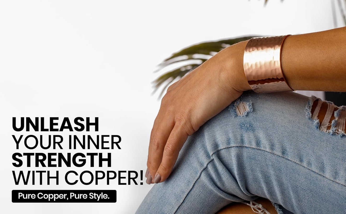 Hammered Turkish Copper Cuff Bracelet – 100% Pure