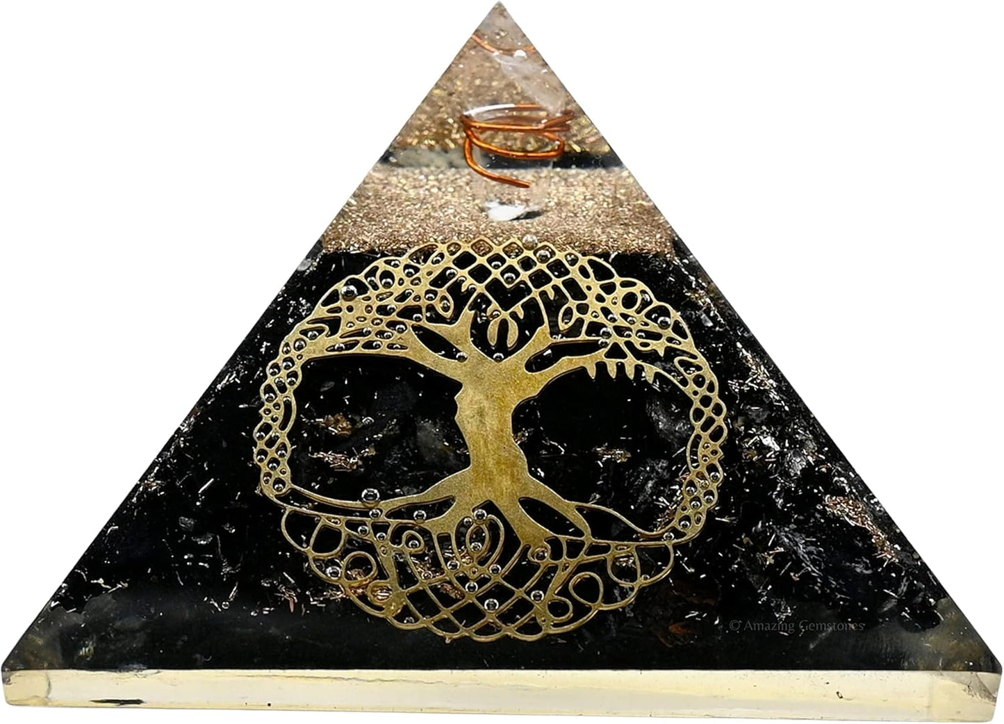 Black Tourmaline Orgone Pyramid – Lotus Flower of Life Energy Generator for Protection & Healing