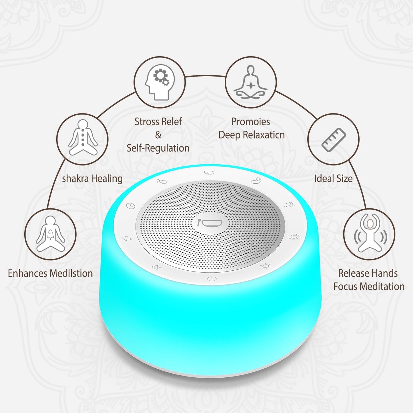 Tibetan Singing Bowls Sound Machine — 11 Healing Tones with Night Light & Timer