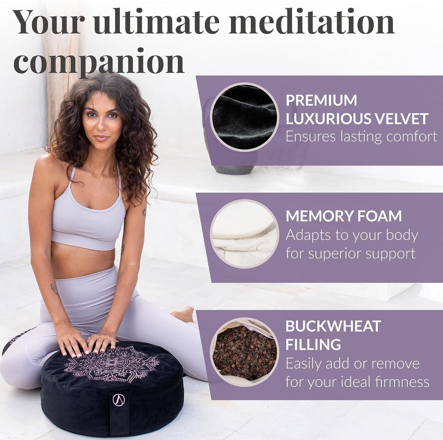 Aila Premium Meditation Cushion — Ergonomic Zafu for Elevated Practice