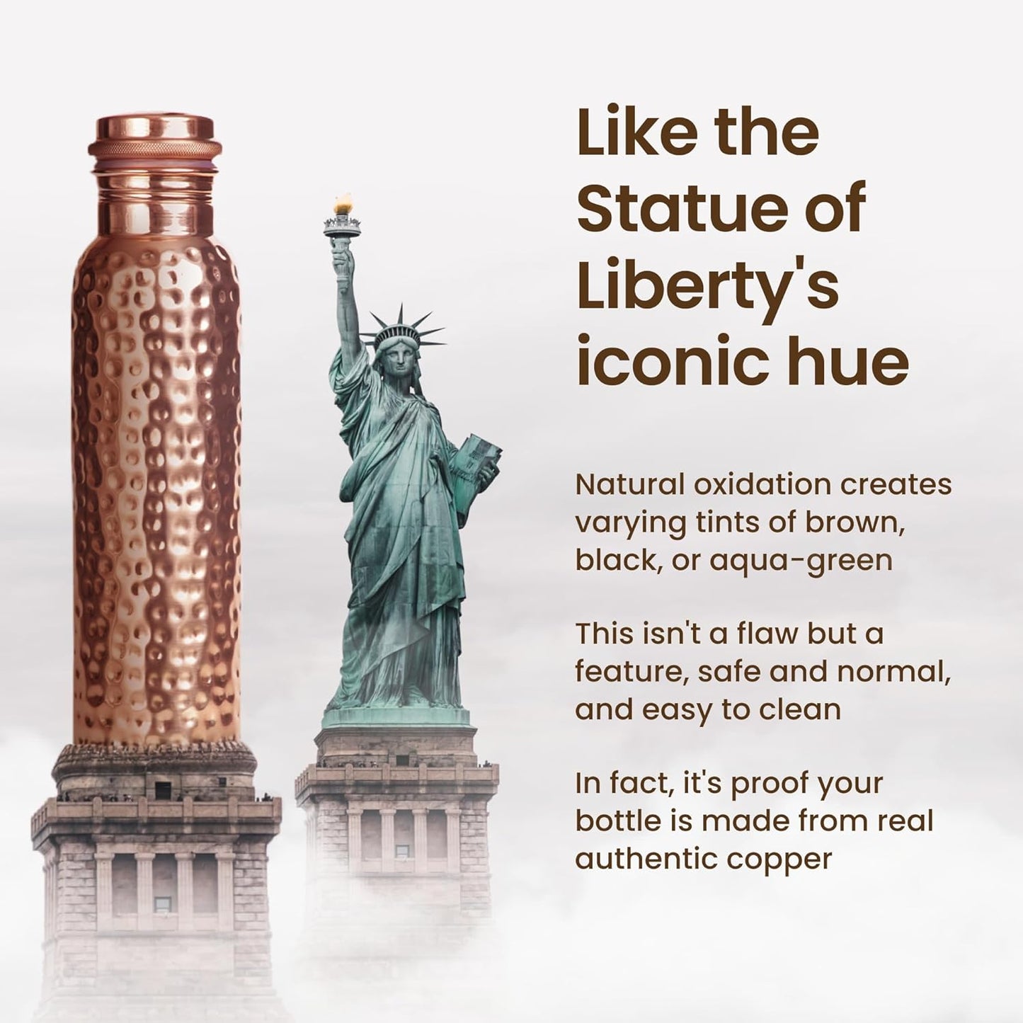 Pure Copper Water Bottle – 34oz Hammered Ayurvedic Vessel, Leak-Proof & Eco-Friendly Design