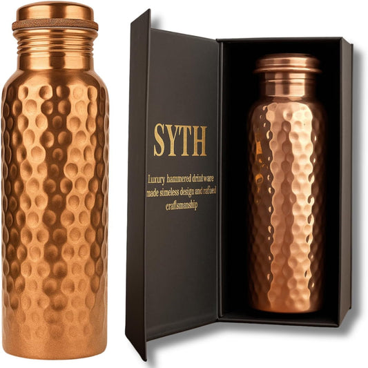 Luxury 100% Pure Copper Water Bottle - 34 OZ – |BPA Free| Ayurvedic Copper Drinking Bottle for Women and Men – | Lab-Tested, Heavy Duty & Leak-Proof | Copper Vessel (Luxury Gift Box Included)