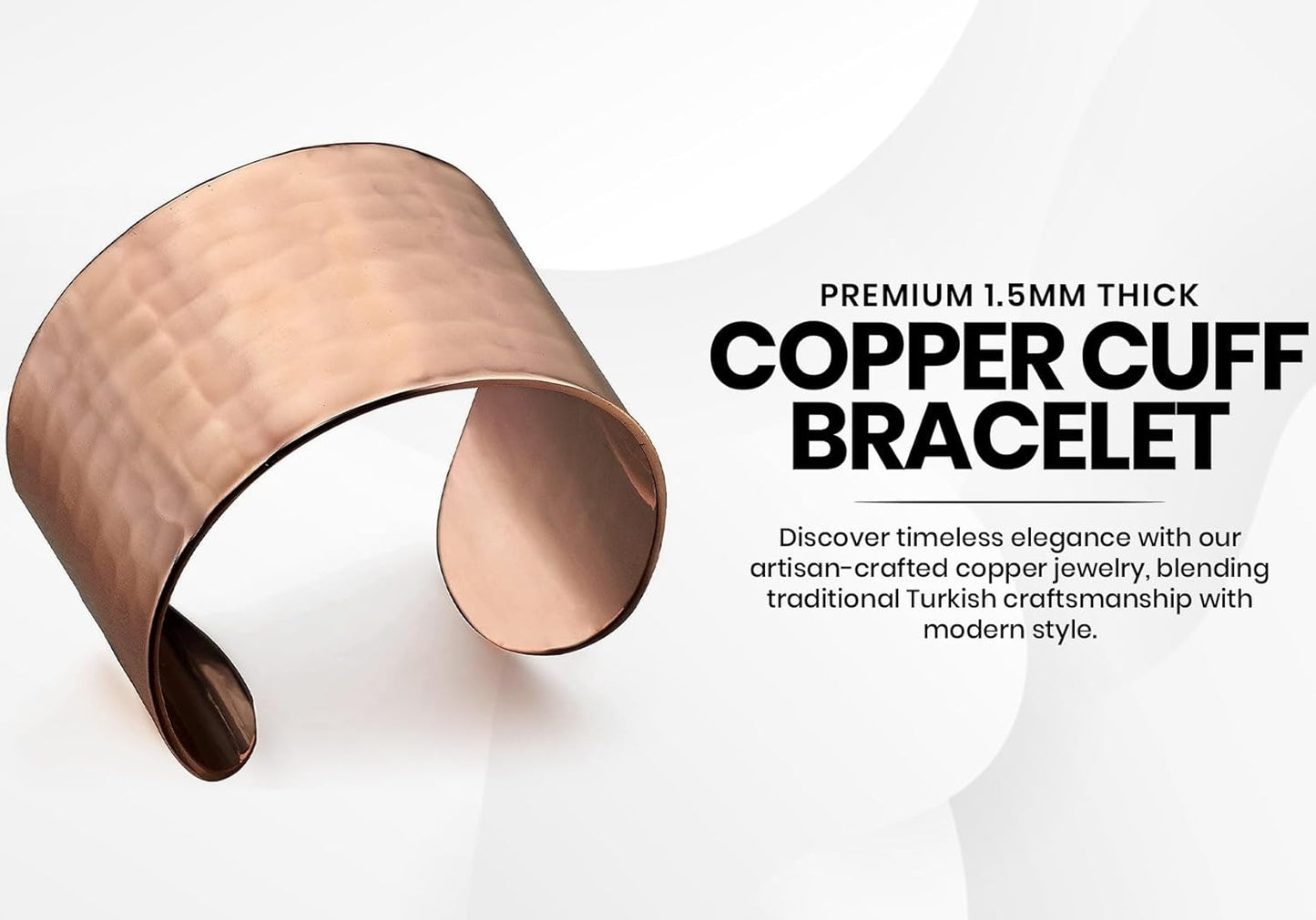 Hammered Turkish Copper Cuff Bracelet – 100% Pure