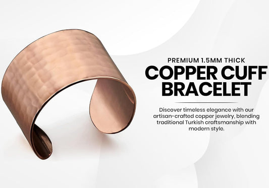 Hammered Turkish Copper Cuff Bracelet – 100% Pure