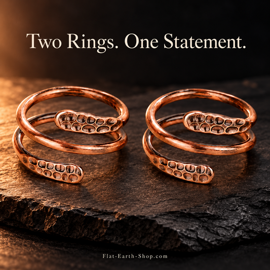 Pure Copper Adjustable Rings — Set of 2 — hero view with a dark backdrop.