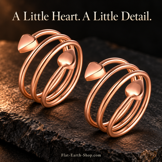 Magnetic Copper Rings — Heart & Flower Set — hero view with a dark backdrop.
