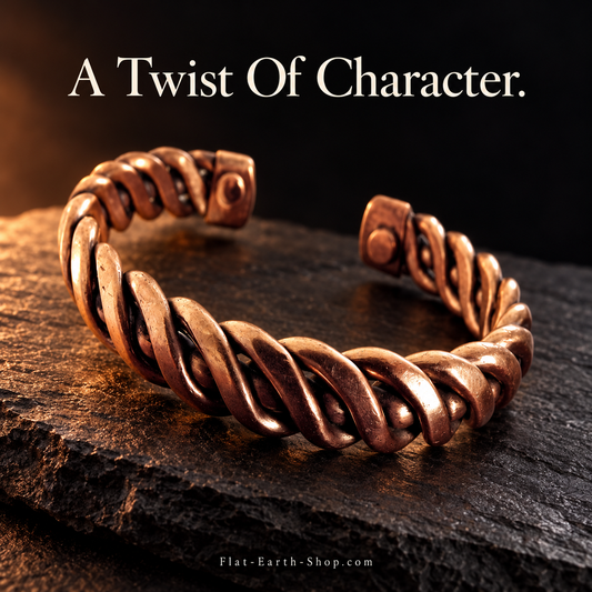 Pure Copper Twisted Cuff Bracelet — Heavy 40g Design — hero view with a dark backdrop.