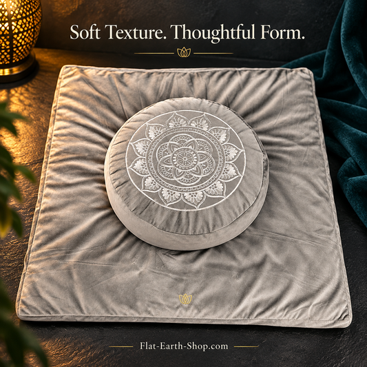 Tibetan Meditation Cushion — Velvet Zafu with Buckwheat Fill — complementary dark product view