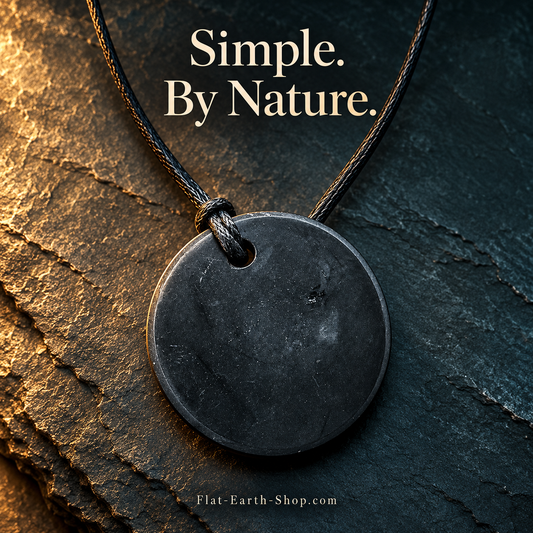Round Shungite Pendant Necklace — dark studio product view