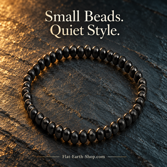 Handcrafted Shungite Bead Bracelet — dark studio product view