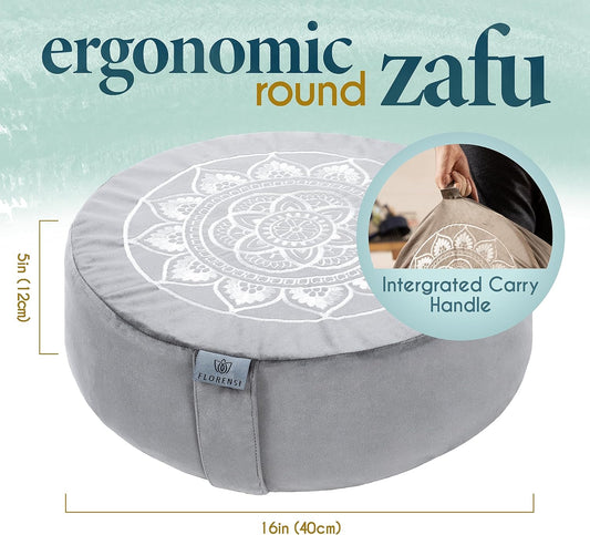 Tibetan Meditation Cushion — Velvet Zafu with Buckwheat Fill