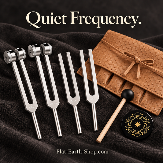 quiet frequency tuning fork set in a dark studio setting