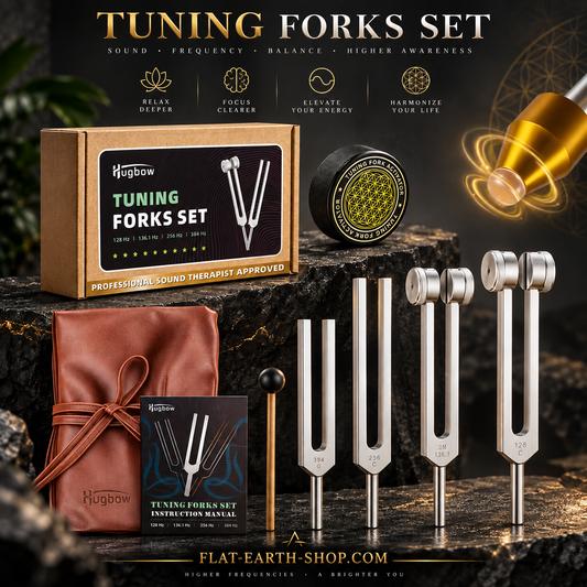 Healing Tuning Fork Set β 128Hz, 136.1Hz, 256Hz & 384Hz with Activators & Vegan Leather Pouch