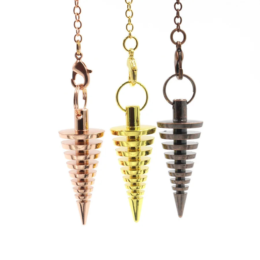100% Copper Metal Pendulum for Dowsing Divination Reiki Spiritual Screw Pendant with Twine Shuttle Pendulo De Radiestesia X024