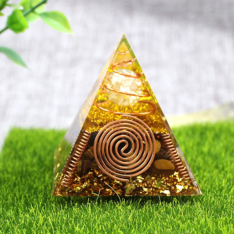 Crystals Stone Orgone Pyramid Energy Generator Natural White Crystal Ball Chakra Meditation Tool Room Decor Christmas Gift