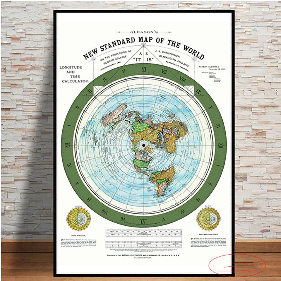 Hd Print 1892 Flat Earth Movie World Map Poster and Print Vintage Picture Canvas Painting Modern Room Decoration Aesthetic