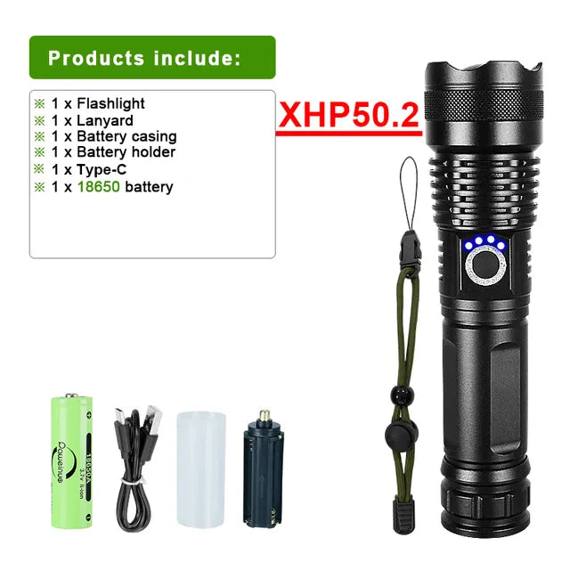 Most Powerful LED Flashlight USB Rechargeable Torch Light High Power Flashlight Tactical Lantern Long Shot Hand Lamp for Camping