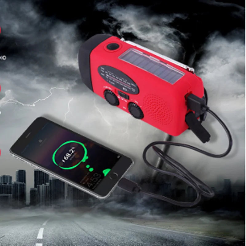 VersaCharge 2000mAh: Solar & Hand Crank Emergency Radio with LED Flashlight and Power Bank